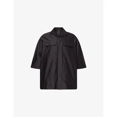 Rick Owens Mens Black Magnum Tommy Short-sleeve Cotton Shirt