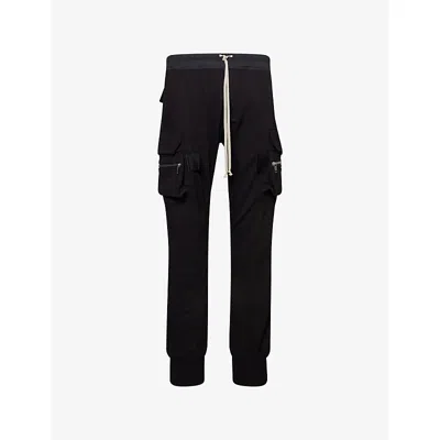Rick Owens Mens Black Mastodon Patch-pocket Cotton-jersey Cargo Trouser
