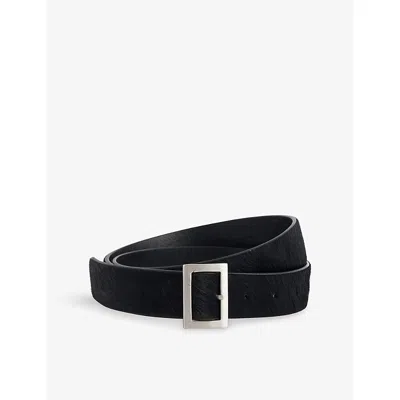 Rick Owens Mens Black Palladium-plated Buckle Cowhide Stooges Belt