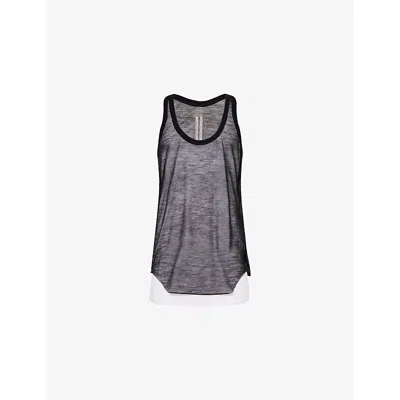 Rick Owens Mens Black Pony Scoop-neck Wool Blend Tank Top Xl