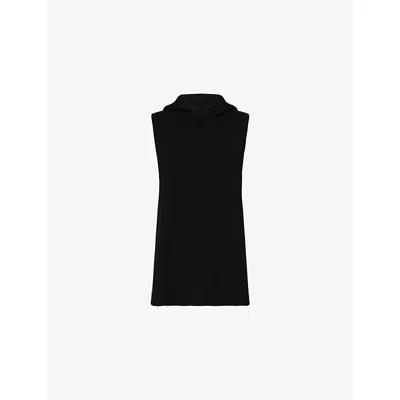 Rick Owens Mens Black Ribbed Sleeveless Wool Knitted Tank Top