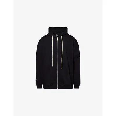 Rick Owens Mens  X Champion Jumbo Jason Embroidered Cotton-jersey Hoody Black