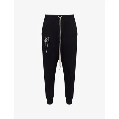 Rick Owens Mens  X Champion Logo-embroidery Cotton-jersey Jogging Bottoms Black