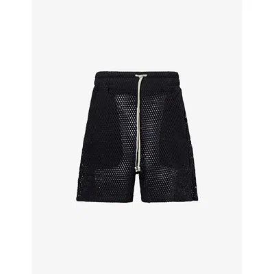 Rick Owens Mens  X Champion Relaxed-fit Mesh Cotton Shorts Black