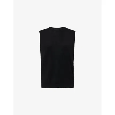 Rick Owens Mens Black Round-neck Rib-knit Wool Tank Top