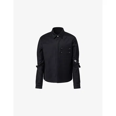 Rick Owens Mens  Rowland Webb-straps Cotton Jacket In Black