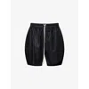 Rick Owens Mens Black Side-split Relaxed-fit Leather Shorts In Black
