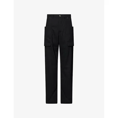Rick Owens Mens Black Stefan Wide-leg Wool Trousers