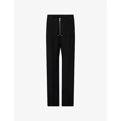 Rick Owens Mens Black Tailored Belas Wide-leg Wool Trousers