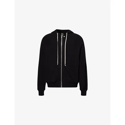 Rick Owens Organic Cotton-terry Zip-up Hoodie In Black