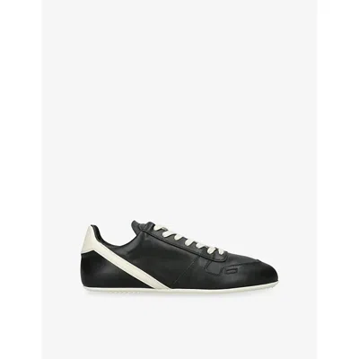 RICK OWENS MENS BLK/WHITE MINIMAL LEATHER TRAINERS EUR 46 / 12 UK