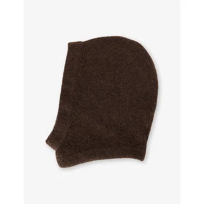 Rick Owens Mens Brown Brushed Knitted Balaclava