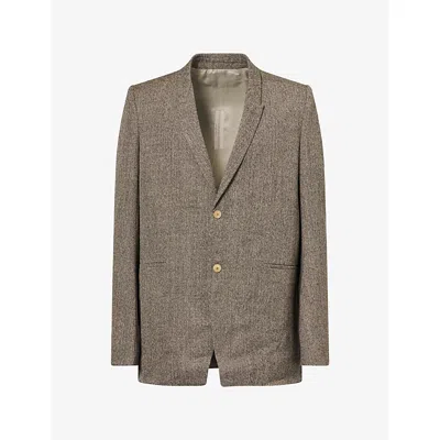 Rick Owens Mens Concordian Peak-lapel Wool Blazer Black Melange