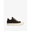 Rick Owens Low-top Round Toe Sneakers With Contrast Sole In Brown
