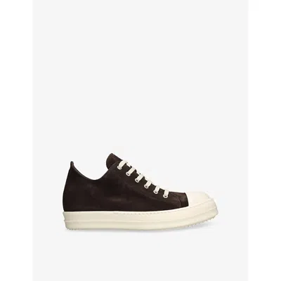 RICK OWENS MENS DARK BROWN CLASSIC SUEDE LOW-TOP TRAINERS EUR 44 / 10 UK