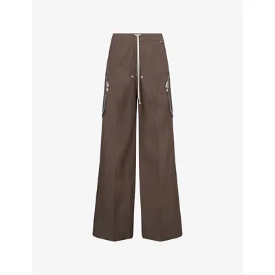 Rick Owens Mens Dark Dust Heizer Belas Cotton-blend Cargo Trousers In Brown