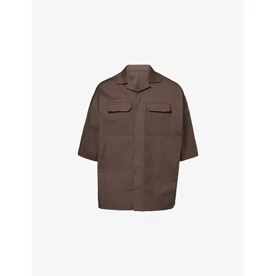Rick Owens Mens Dark Dust Magnum Tommy Cotton-blend Shirt In Brown