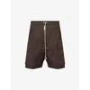 Rick Owens Mens Dark Dust Relaxed-fit Cargobela Cotton Shorts In Brown