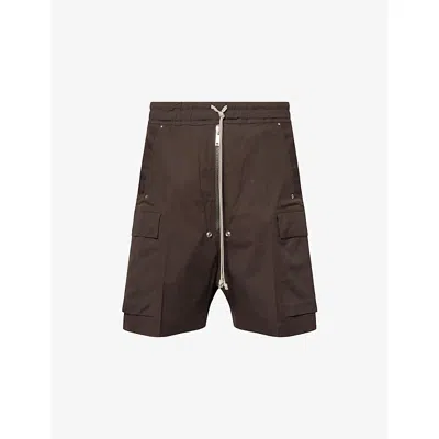 Rick Owens Mens Dark Dust Relaxed-fit Cargobela Cotton Shorts In Brown