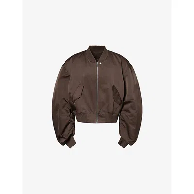 Rick Owens Mens Dark Dust Secchia Flight Woven Bomber Jacket In Brown