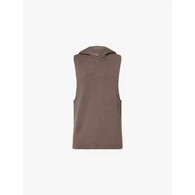 Rick Owens Mens Darkdust Ribbed Sleeveless Wool Knitted Tank Top In Brown