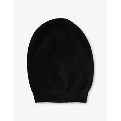 Rick Owens Mens Domed Knitted Wool Beanie Hat Black