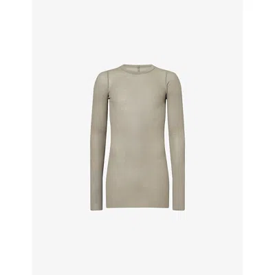 Rick Owens Mens Drk Pearl Long Ribbed Long-sleeve T-shirt In Green