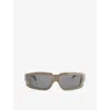 Rick Owens Mens Dstgrey Temple/blk Lens Rick Dusk Nylon Sunglasses In Gray