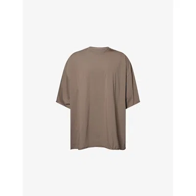 Rick Owens Mens Dust Tommy Oversized Cotton T-shirt In Brown