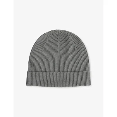 Rick Owens Mens  Ribbed Wool Beanie Hat In Grey