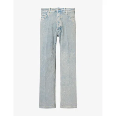 Rick Owens Mens Geth Wide-leg Denim Jeans Indigo
