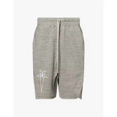 Rick Owens Knitted Beveled Pods Shorts In Grey Melange In Gold