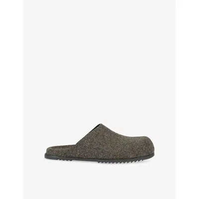 Rick Owens Mens Grey/dark Granola Wool Mules Eur 44 / 10 Uk In Gray