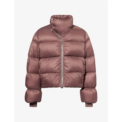 Rick Owens Mens High-neck Welt-pocket Puffer Jacket Grape In Brown