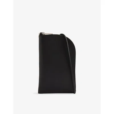 Rick Owens Mens Logo-embossed Leather Neck Wallet Black
