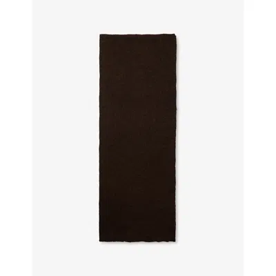 Rick Owens Mens Brown Long Ribbed Knitted Scarf