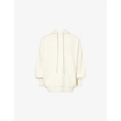 Rick Owens Mens Milk Hun Oversized Wool Blend Hoody In White