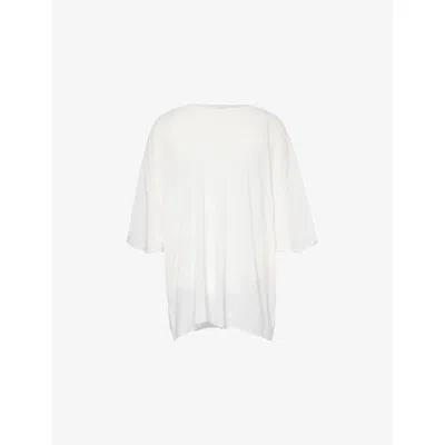 Rick Owens Mens Milk Tommy Oversized Cotton T-shirt In White