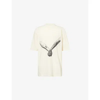 Rick Owens Mens Jumbo Crewneck Cotton-jersey T-shirt Natural Black In Beige