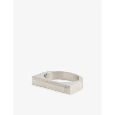 Rick Owens Mens Palladio Logo-engraved Beveled Aluminium Bangle In Brown