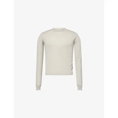 Rick Owens Mens Pearl Cropped Biker Cashmere Jumper In White