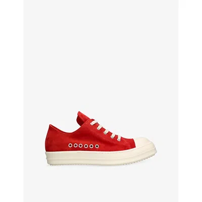 Rick Owens Mens Red Extreme Lo Suede Trainers Eur 40 / 6 Uk