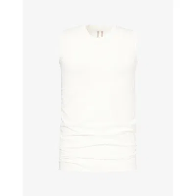 Rick Owens Mens  Basic Sleeveless Cotton Tank Top In Milk