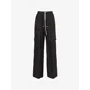 Rick Owens Mens Black Cargobelas Wide-leg Cotton Trousers In Black