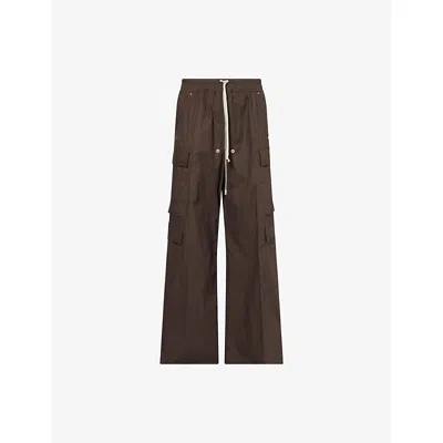 Rick Owens Mens Dark Dust Cargobelas Wide-leg Cotton Trousers In Brown