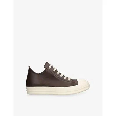 Rick Owens Ramones Leather And Rubber Sneakers In Brown