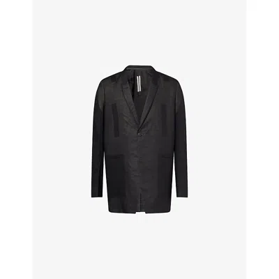 Rick Owens Mens Black Concordian Semi-sheer Cotton Jacket