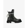 Rick Owens Low Army Black Ankle Boots With Decorative Oversize Laces And Lug Sole In Leather Man In Black