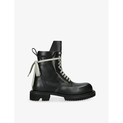 RICK OWENS MENS BLACK LOW ARMY GABE LEATHER ANKLE BOOTS EUR 42 / 8 UK