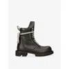 Rick Owens Low Army Black Ankle Boots With Decorative Oversize Laces And Lug Sole In Leather Man In Brown